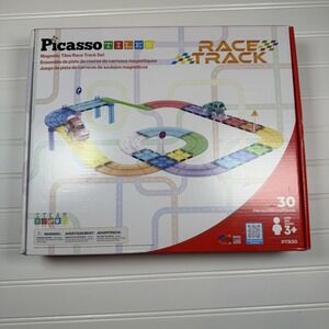 Picasso Tiles Race Track Magnetic STEAM Toy Kids 3+ 30 Pieces, 2 Cars New